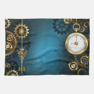 Linge De Cuisine Steampunk Arrière - plan turquoise avec Gears
