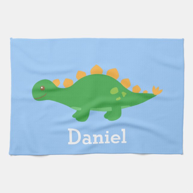 Linge De Cuisine Stégosaure vert mignon dinosaure pour enfants (Horizontal)