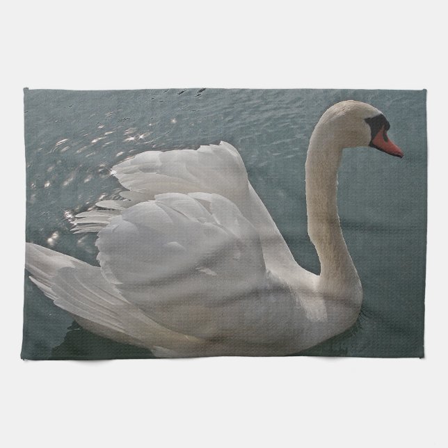 Linge De Cuisine Stolzer de Geschirrtuch Schwan mit Lichtsternchen (Horizontal)