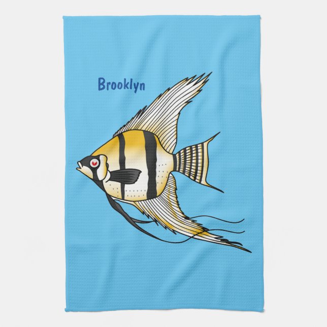 Linge De Cuisine Striped angelfish cartoon (Vertical)