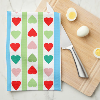 Linge De Cuisine Striped pattern with hearts for Valentine's day