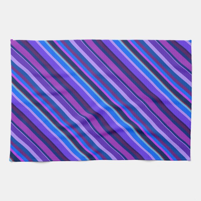 Linge De Cuisine stripes en bleu et purple (Horizontal)