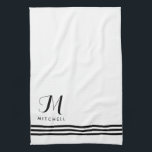 Linge De Cuisine Stripes et Monogrammes à pointes noir et blanc<br><div class="desc">Cette serviette de cuisine simple et élégante apportera une touche de style personnalisée à votre cuisine !</div>