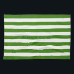 Linge De Cuisine STRIPES vert réglable avec nom<br><div class="desc">Bandes horizontales contre blanc. Les lignes blanches peuvent être recolorées - n'hésitez pas à jouer avec la couleur arrière - plan pour créer de nouveaux effets ! Vous pouvez modifier votre propre nom/texte de toutes les manières possibles.</div>