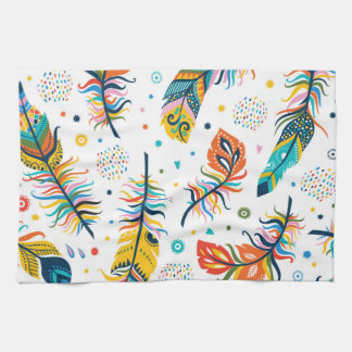 Linge De Cuisine Style Boho, motif en plumes sans soudure.