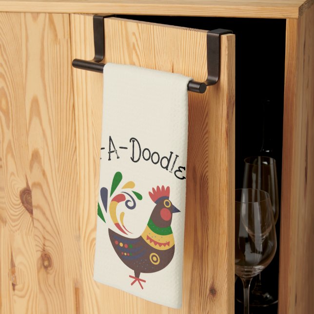Linge De Cuisine Style d'art folklorique "Coq" (Pliage en tiers)