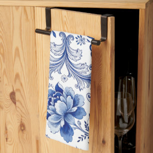 Linge De Cuisine Style Delft Bleu Blanc Fleurs Fantaisie Caprice