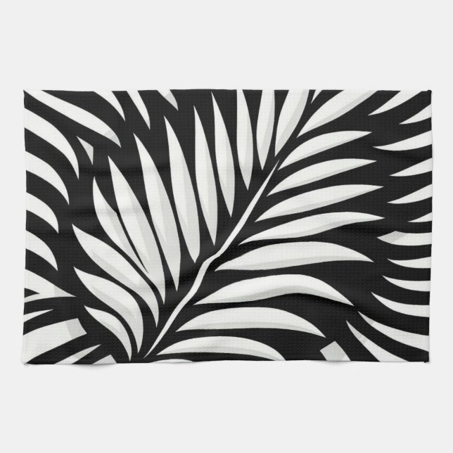 Linge De Cuisine Style Leaf Zebra Stripes (Horizontal)