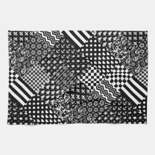 Linge De Cuisine Style minimaliste Motif mixte noir blanc