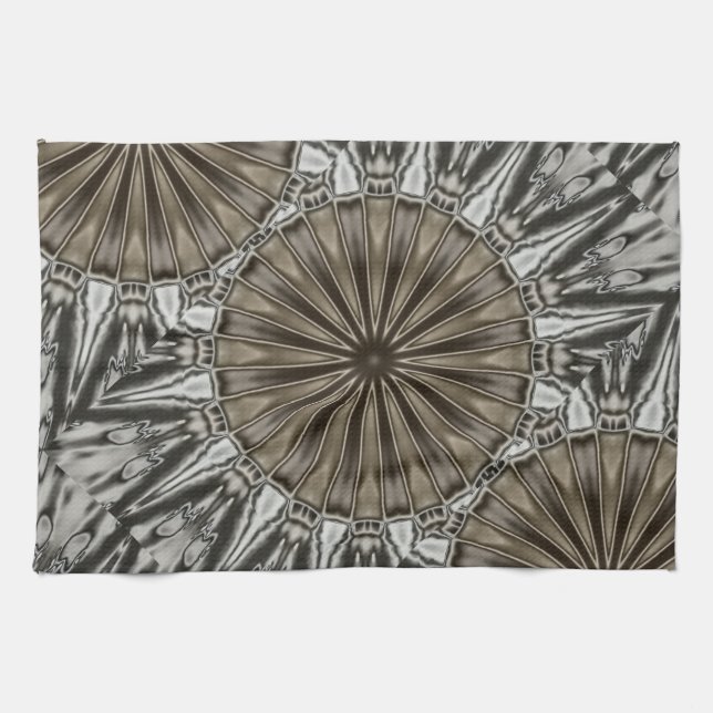 Linge De Cuisine Stylish Elegant Kaleidoscope Design Brown Gray (Horizontal)