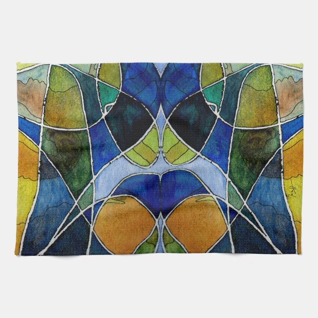 Linge De Cuisine Stylo abstrait et encre d'aquarelle (Horizontal)