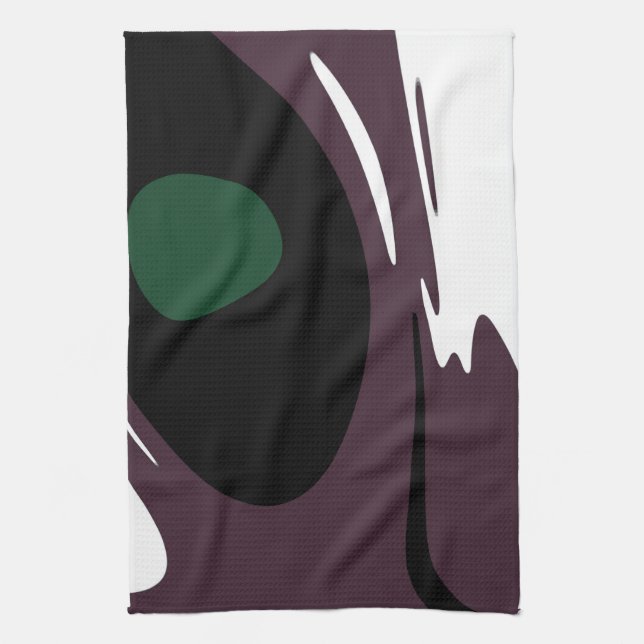 Linge De Cuisine Submersion : Noir Abstrait, Blanc, Violet & Vert (Vertical)