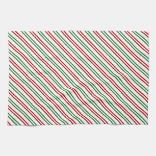 Linge De Cuisine Sucre de canne Noël rayures Rouge Vert