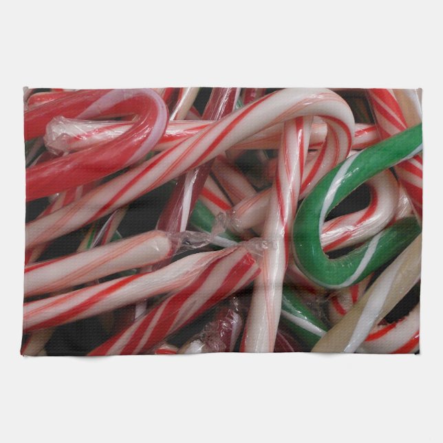 Linge De Cuisine Sucres de canne Noël Vacances Blanc Vert et Rouge (Horizontal)