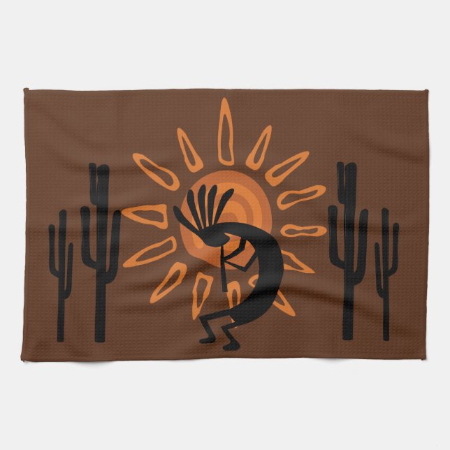 Linge De Cuisine Sud-ouest Kokopelli Sun Desert Rustic K Towne (Horizontal)