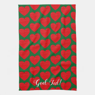 Linge De Cuisine Suédois Noël Coeur rouge Personnalisé