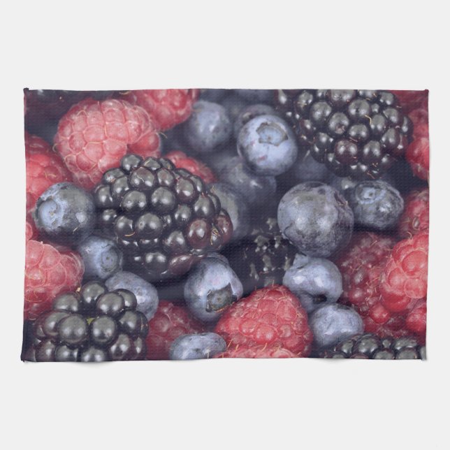 Linge De Cuisine Summer Fruit Mixed Berries Close Up Photo (Horizontal)