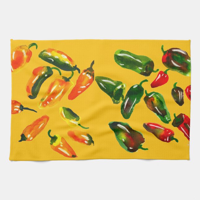 Linge De Cuisine Sun-Drenched Peppers Kitchen Towels (Horizontal)