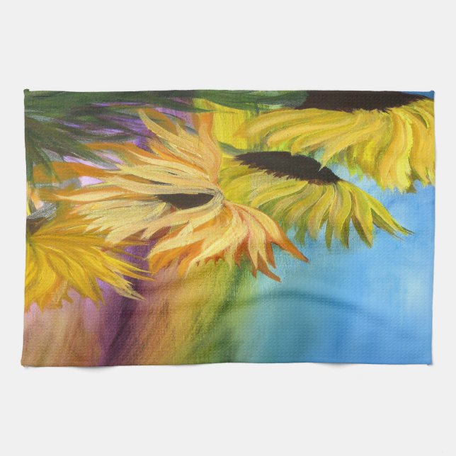 Linge De Cuisine Sunflower Field Jeter l'oreiller de mon oeuvre (Horizontal)