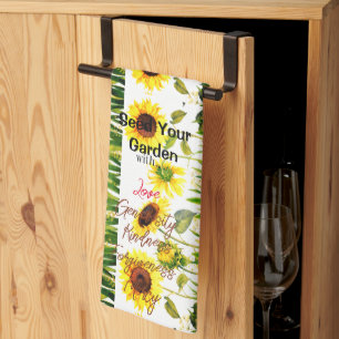 Linge De Cuisine Sunflowers 'Semez Votre Jardin' Mots Script