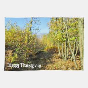 Linge De Cuisine Sunlit Woods en automne - Thanksgiving personnalis