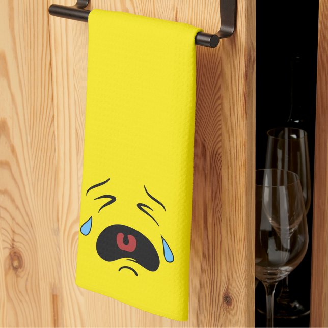Linge De Cuisine Super triste visage de Pleure Emoji (Super Sad Crying Face Emoji kitchen towel)