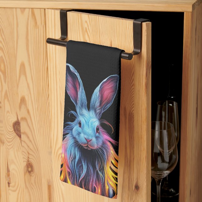 Linge De Cuisine Superbe Lapin Bleu en feu (Pliage en tiers)