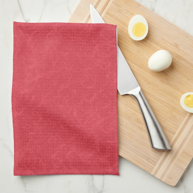Linge De Cuisine Surface texturée rouge avec un motif subtil tourbi (Quart Plié)