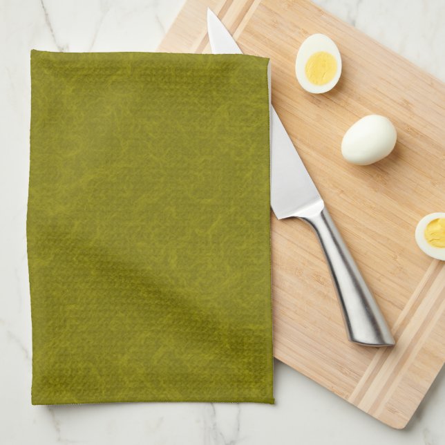 Linge De Cuisine Surface vert olive avec un motif subtil tourbillon (Quart Plié)