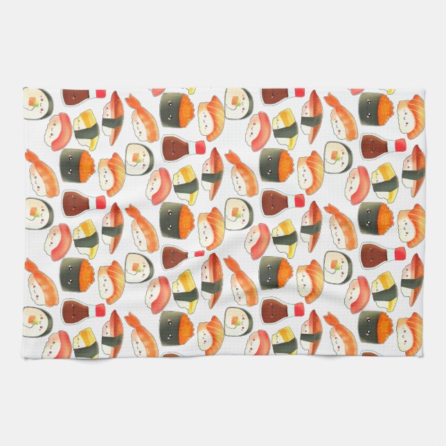 Linge De Cuisine Sushi japonais mignon (Horizontal)