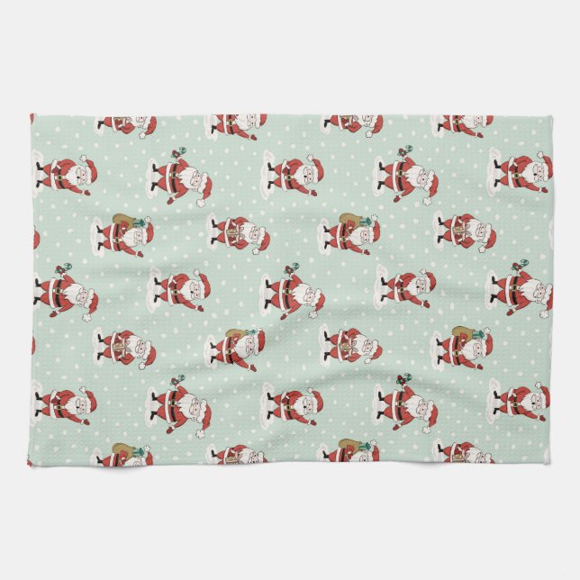 Linge De Cuisine Sweet Snowy Santa Holiday Kitchen Towel (Horizontal)