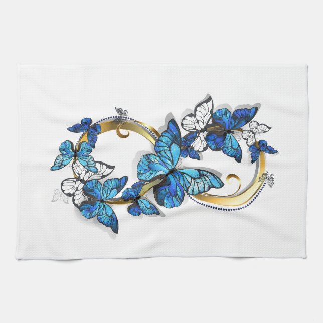 Linge De Cuisine Symbol Infinity of Blue Morpho Butterflies (Horizontal)