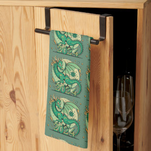 Linge De Cuisine Symbole 2024 Nouvel An, Dragon de Bois Vert