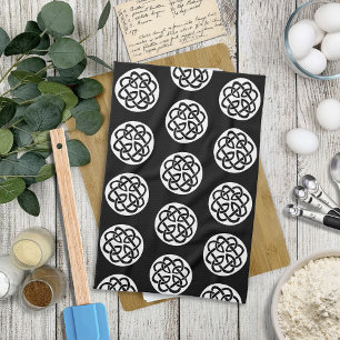 Linge De Cuisine Symbole de cercle en entrelacs celtique noir et bl