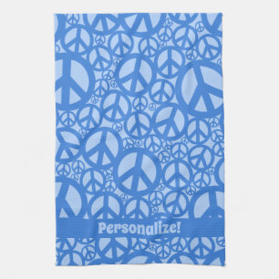 Linge De Cuisine SYMBOLE DE LA PAIX Motif Bleu