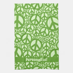 Linge De Cuisine SYMBOLE DE LA PAIX Motif Vert