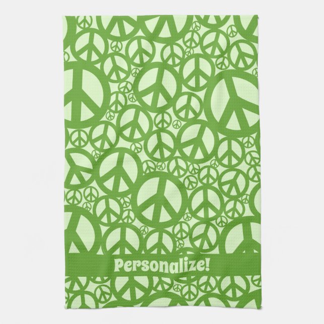 Linge De Cuisine SYMBOLE DE LA PAIX Motif Vert (Vertical)