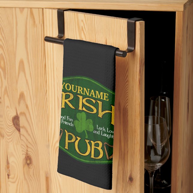 Linge De Cuisine Symbole de pub irlandais personnalisé Man Cave Bar (Pliage en tiers)