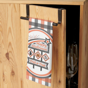 Linge De Cuisine Symbole d'Halloween Vintage rétro - Tricoter ou tr