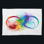 Linge De Cuisine Symbole d'infini avec plume arc-en-ciel<br><div class="desc">Symbole artistique à l'infini avec belle plume arc-en-ciel sur arrière - plan blanc. Style tatouage.</div>