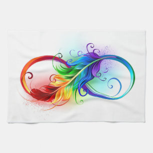Linge De Cuisine Symbole d'infini avec plume arc-en-ciel