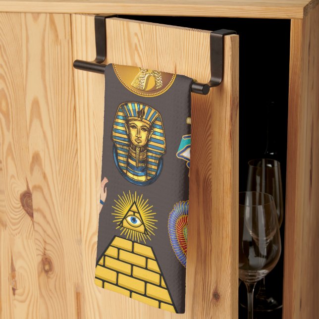 Linge De Cuisine Symbole Motif égyptien Hiéroglyphique antique (Pliage en tiers)