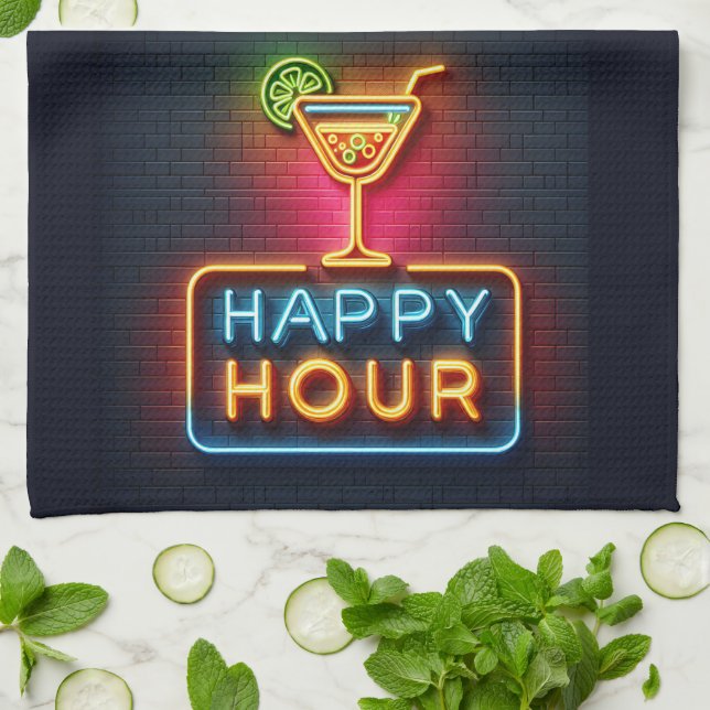 Linge De Cuisine SYMBOLE NEON Happy Hour (Plié)
