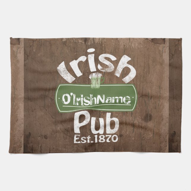 Linge De Cuisine Symbole personnalisé Irish Pub Old Keg (Horizontal)