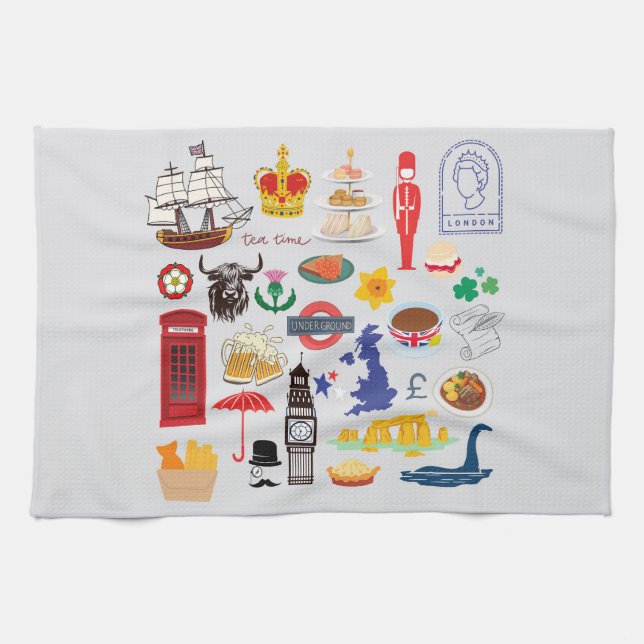 Linge De Cuisine Symboles britanniques (Horizontal)