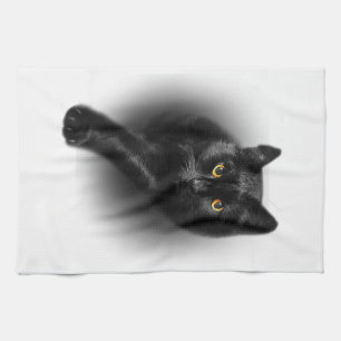 Linge De Cuisine T-Shirt Chat Noir Yeux Jaunes Tee Chats