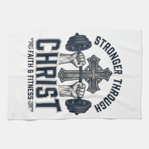 Linge De Cuisine T-Shirt de gym chrétien Plus fort par le Christ