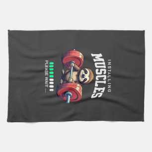 Linge De Cuisine T-Shirt drôle de paresseux de gym de fitness de mu