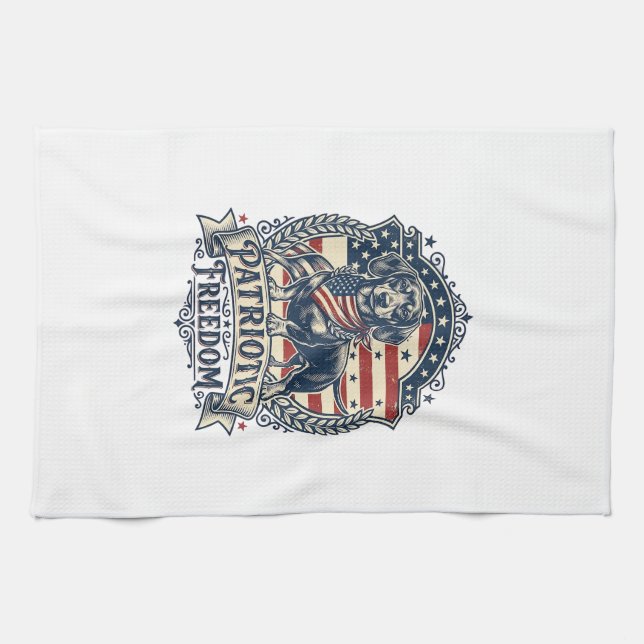 Linge De Cuisine T-shirt graphique vectoriel de teckel patriotique_ (Horizontal)