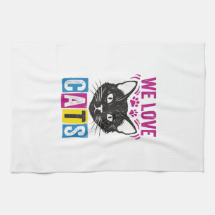 Linge De Cuisine T-Shirt Graphique Vintage Nous Aimons Les Chats Vi